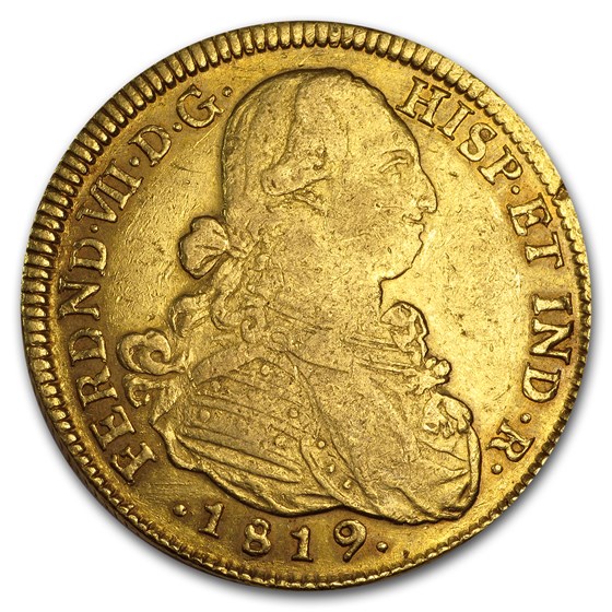 1808-1820 Colombia Gold 8 Escudos Ferdinand VII XF 1808-1820 Colombia Gold 8 Escudos Ferdinand VII XF