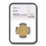 1808 $5 Capped Bust Gold Half Eagle AU-58 NGC
