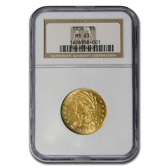 1808 $5 Capped Bust Gold Half Eagle MS-63 NGC