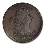 1808/7 Draped Bust Half Cent AU-58 PCGS (Brown)