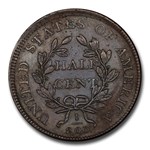 1808/7 Draped Bust Half Cent AU-58 PCGS (Brown)