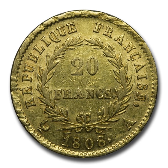 Buy 1808-A France Gold 20 Francs Napoleon AU | APMEX