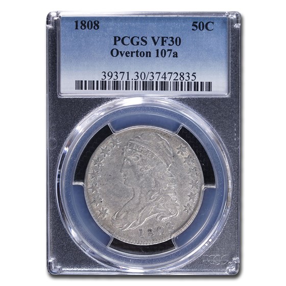 1808 Capped Bust Half Dollar VF-30 PCGS (Overton 107a) 1808 Capped Bust Half Dollar VF-30 PCGS (Overton 107a)