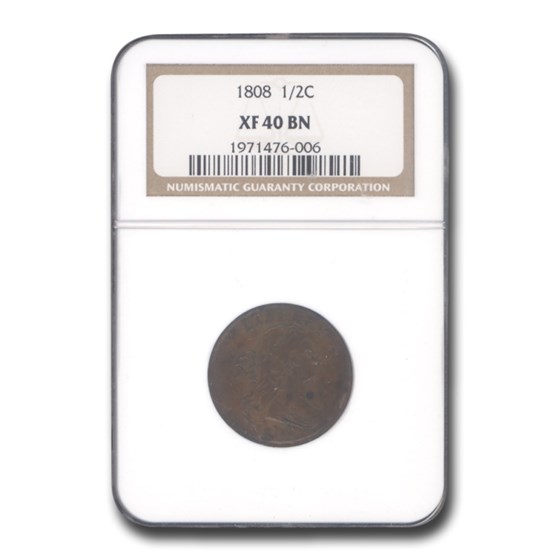 1808 Draped Bust Half Cent XF-40 NGC (Brown)