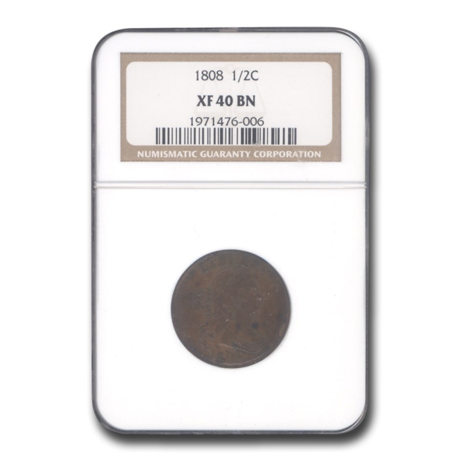 1808 Draped Bust Half Cent XF-40 NGC (Brown)
