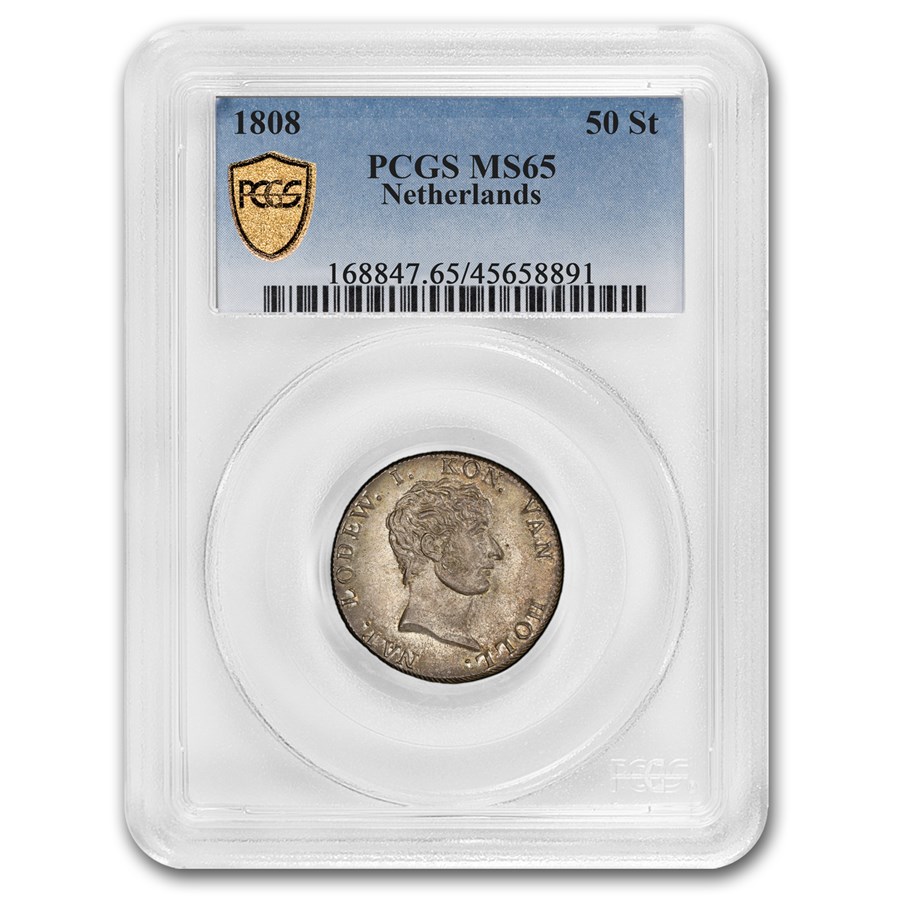 1808 Netherlands Silver 50 Stuivers MS-65 PCGS