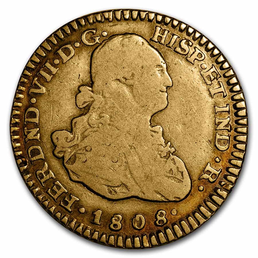 1808-P JF Colombia Gold Escudo Ferdinand VII Fine