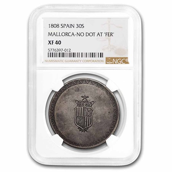 1808 Spain Mallorca Silver 5 Pesetas XF-40 NGC 1808 Spain Mallorca Silver 5 Pesetas XF-40 NGC