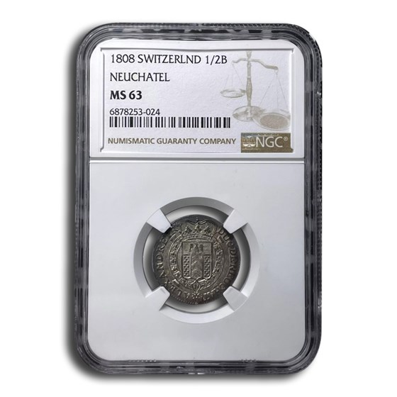 1808 Switzerland 1/2 Batzen MS-63 NGC 1808 Switzerland 1/2 Batzen MS-63 NGC