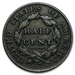 1809-1836 Classic Head Half Cent XF
