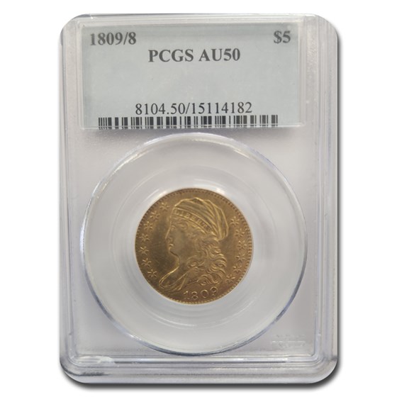 1809/8 Capped Bust $5 Gold Half Eagle AU-50 PCGS 1809/8 Capped Bust $5 Gold Half Eagle AU-50 PCGS