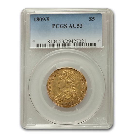 1809/8 Capped Bust $5 Gold Half Eagle AU-53 PCGS 1809/8 Capped Bust $5 Gold Half Eagle AU-53 PCGS