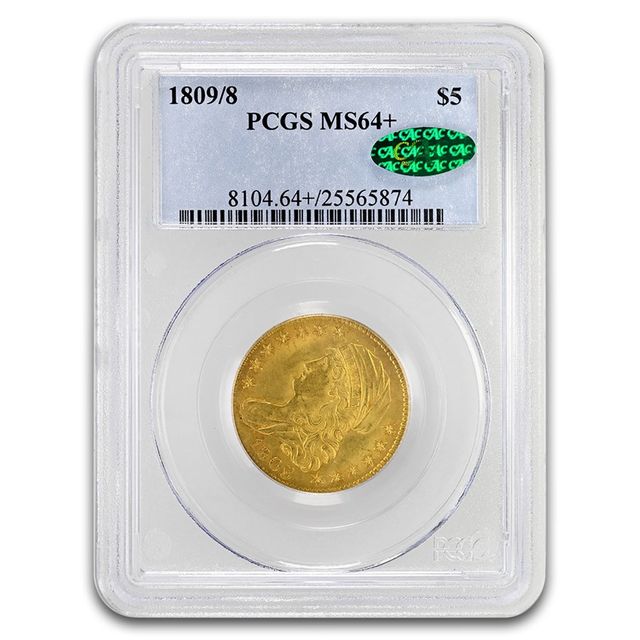1809/8 Capped Bust $5 Gold Half Eagle MS-64+ PCGS CAC