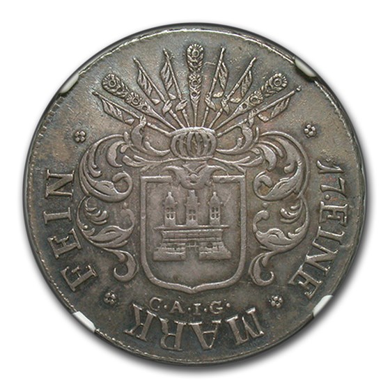 1809 CAIG Hamburg Silver 32 Schillings AU-58 NGC 1809 CAIG Hamburg Silver 32 Schillings AU-58 NGC