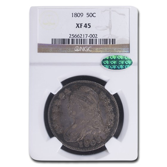 1809 Capped Bust Half Dollar XF-45 NGC CAC 1809 Capped Bust Half Dollar XF-45 NGC CAC