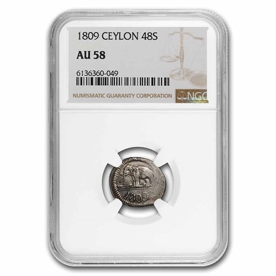 1809 Ceylon Silver 48 Stivers AU-58 NGC 1809 Ceylon Silver 48 Stivers AU-58 NGC