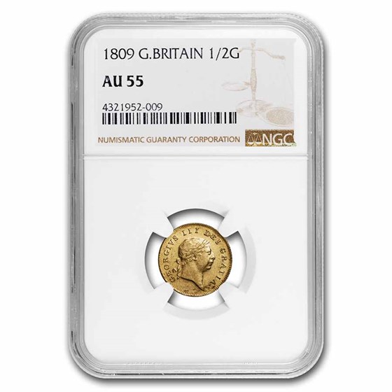 1809 Great Britain Gold Half-Guinea George III AU-55 NGC 1809 Great Britain Gold Half-Guinea George III AU-55 NGC