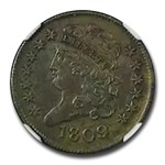 1809 Half Cent AU-58 NGC (Brown)