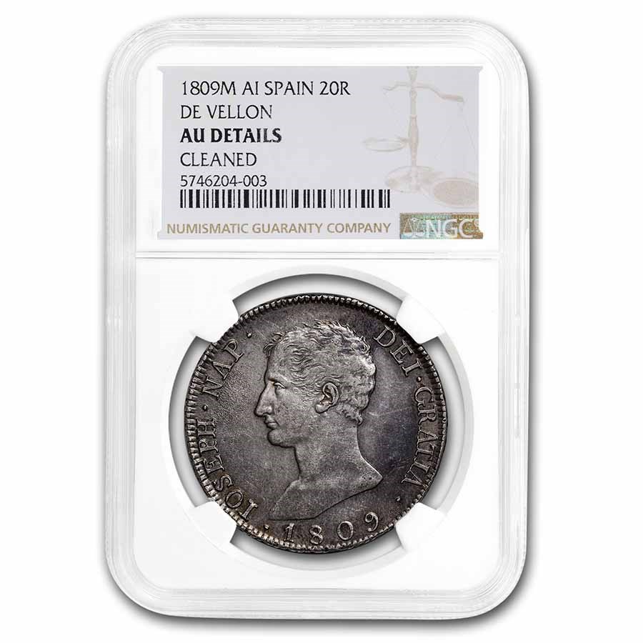1809-M Spain Silver 20 Reales Joseph Napoleon AU-Details NGC
