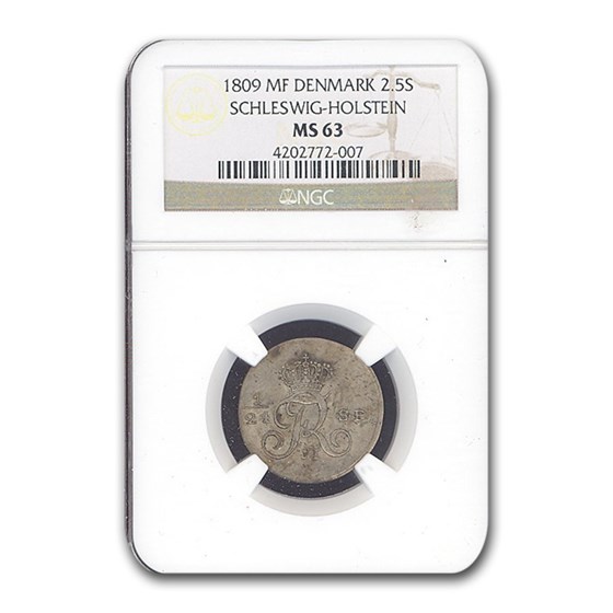1809 MF Denmark/Schleswig-Holstein 2 1/2 Schilling MS-63 NGC 1809 MF Denmark/Schleswig-Holstein 2 1/2 Schilling MS-63 NGC