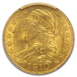 1810 Capped Bust $5 Gold Half Eagle MS-64 PCGS (Lrg Date, Lrg 5)