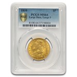 1810 Capped Bust $5 Gold Half Eagle MS-64 PCGS (Lrg Date, Lrg 5)