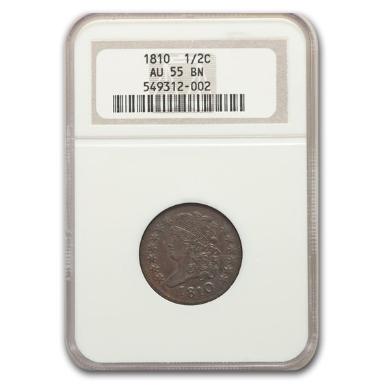 1810 Half Cent AU-55 NGC (Brown, C-1) 1810 Half Cent AU-55 NGC (Brown, C-1)