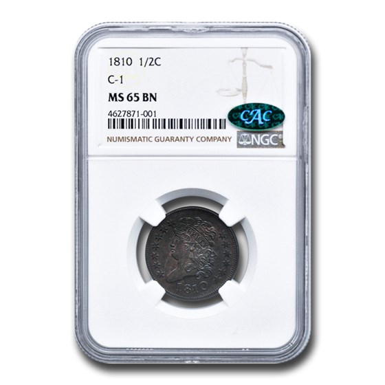 1810 Half Cent MS-65 NGC (Brown, C-10) 1810 Half Cent MS-65 NGC (Brown, C-10)