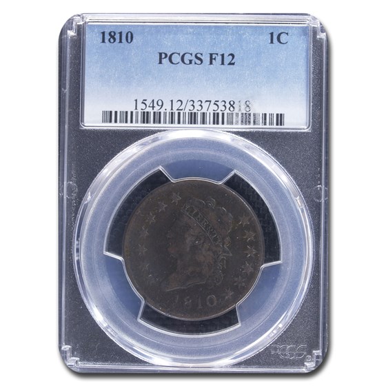 1810 Large Cent Fine F-12 PCGS 1810 Large Cent Fine F-12 PCGS