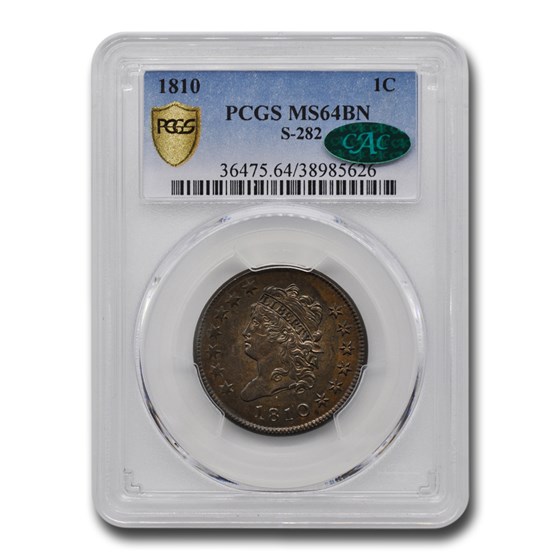1810 Large Cent MS-64 PCGS CAC (Brown, S-282) 1810 Large Cent MS-64 PCGS CAC (Brown, S-282)
