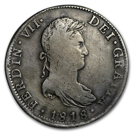 1811-1822-Mo Mexico Silver 8 Reales Ferdinand VII Avg Circ 1811-1822-Mo Mexico Silver 8 Reales Ferdinand VII Avg Circ