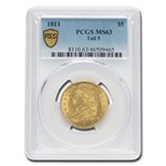 1811 $5 Capped Bust Gold Half Eagle MS-63 PCGS (Tall 5)