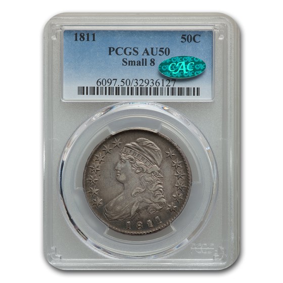 1811 Capped Bust Half Dollar AU-50 PCGS CAC (Small 8) 1811 Capped Bust Half Dollar AU-50 PCGS CAC (Small 8)