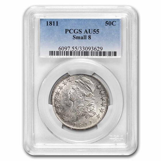 1811 Capped Bust Half Dollar AU-55 PCGS (Small 8) 1811 Capped Bust Half Dollar AU-55 PCGS (Small 8)
