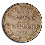 1811 Great Britain Silver Cattle and Barber 6P Token MS-62 PCGS