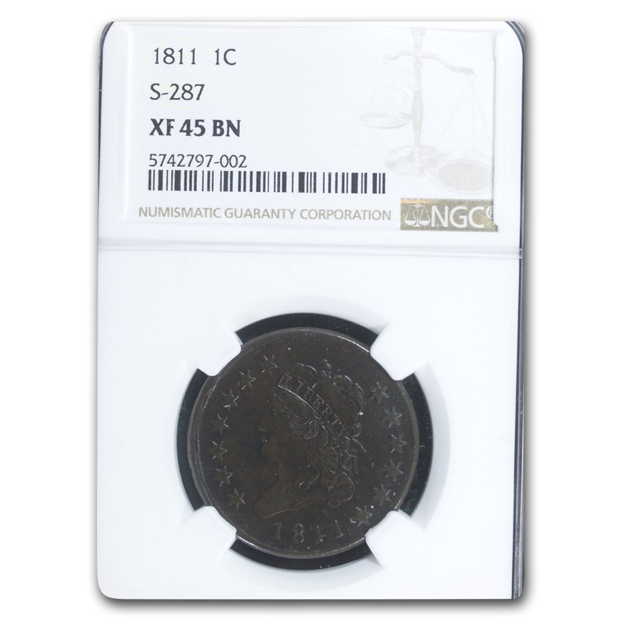 1811 Large Cent XF-45 NGC (Brown, S-287)