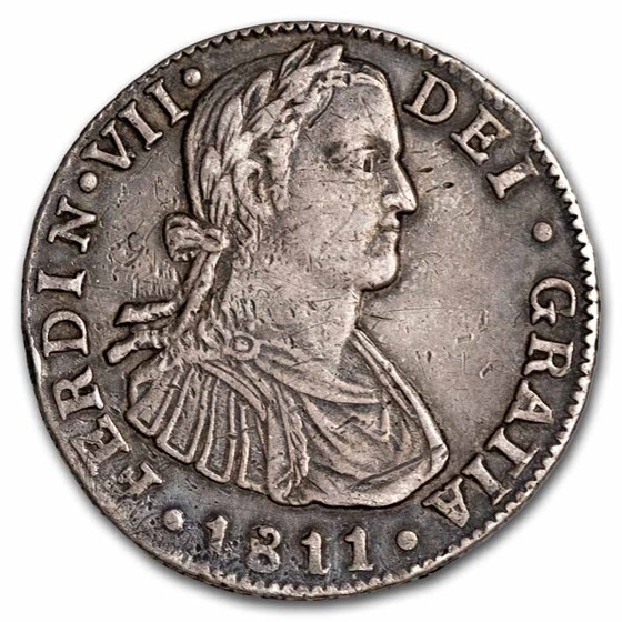 1811-Mo TH Mexico Silver 2 Reales Ferdinand VII VF 1811-Mo TH Mexico Silver 2 Reales Ferdinand VII VF