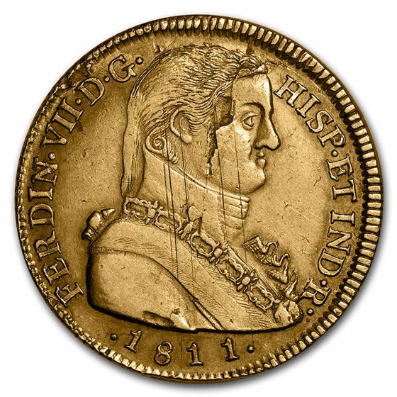 1811-SO FJ Chile Gold 8 Escudos Ferdinand VII AU 1811-SO FJ Chile Gold 8 Escudos Ferdinand VII AU
