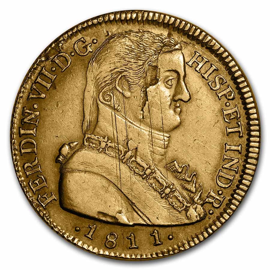 1811-SO FJ Chile Gold 8 Escudos Ferdinand VII AU