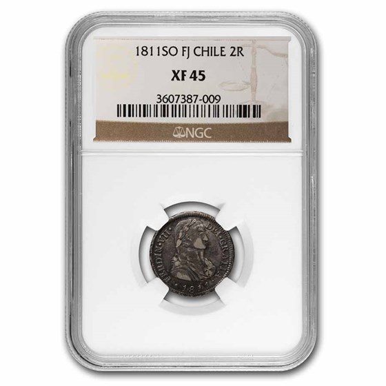 1811-SO FJ Chile Silver 2 Reales Ferdinand VII XF-45 NGC 1811-SO FJ Chile Silver 2 Reales Ferdinand VII XF-45 NGC
