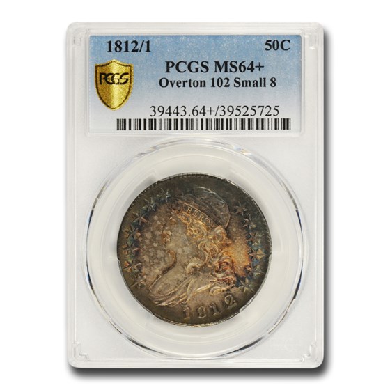 1812/1 Bust Half Dollar MS-64+ PCGS (O-102, Small 8)