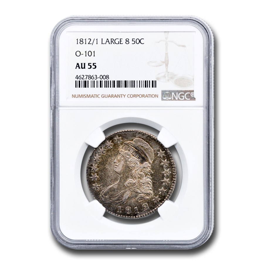1812/1 Capped Bust Half Dollar AU-55 NGC (Large 8, O-101)