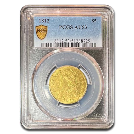 1812 $5 Capped Bust Gold Half Eagle AU-53 PCGS 1812 $5 Capped Bust Gold Half Eagle AU-53 PCGS