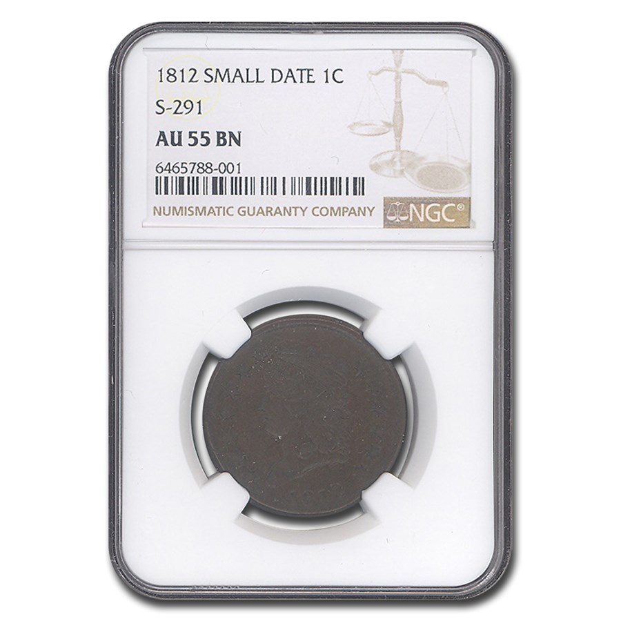 1812 Large Cent AU-55 NGC (Brown, Small Date, S-291)