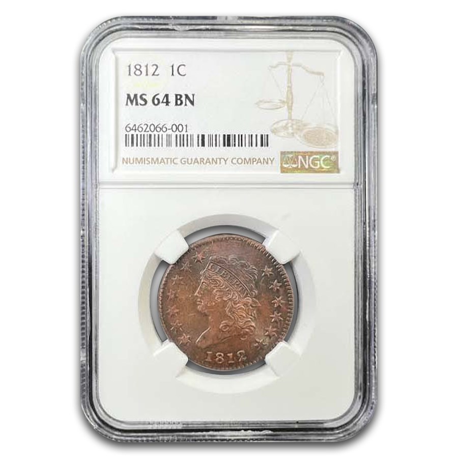 1812 Large Cent MS-64 NGC (Brown)