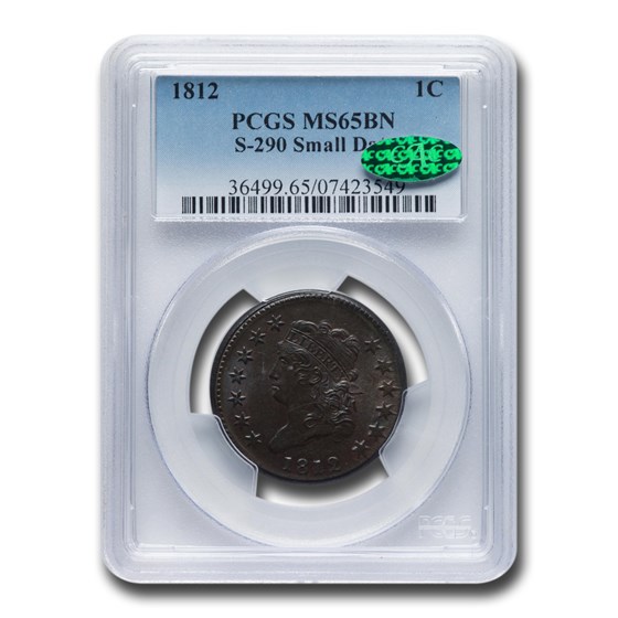 1812 Large Cent MS-65 PCGS CAC (Brown, S-290, Small Date) 1812 Large Cent MS-65 PCGS CAC (Brown, S-290, Small Date)