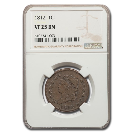 1812 Large Cent VF-25 NGC (Brown) 1812 Large Cent VF-25 NGC (Brown)