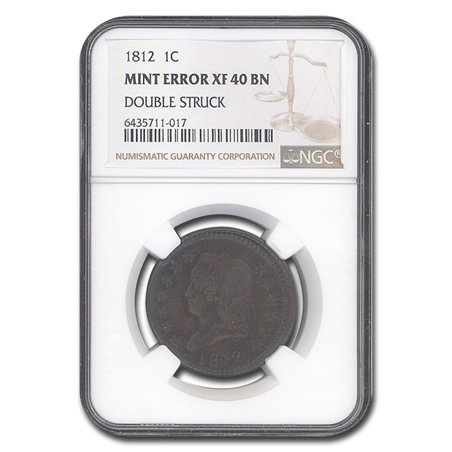 1812 Large Cent XF-40 NGC (Brown, Double Struck)