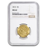 1813 $5 Capped Bust Gold Half Eagle MS-62 NGC