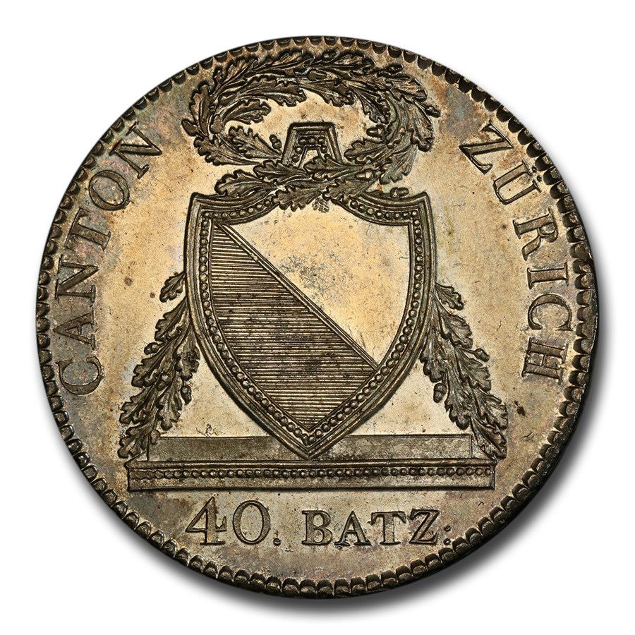 1813-B Switzerland Silver 40 Batzen MS-64+ PCGS